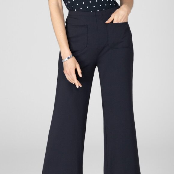 Black Cropped Patch Pocket Wide Leg Pants - Picture 1 of 5